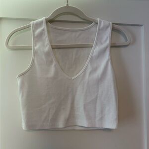 Large Shein White Ribbed Crop Top